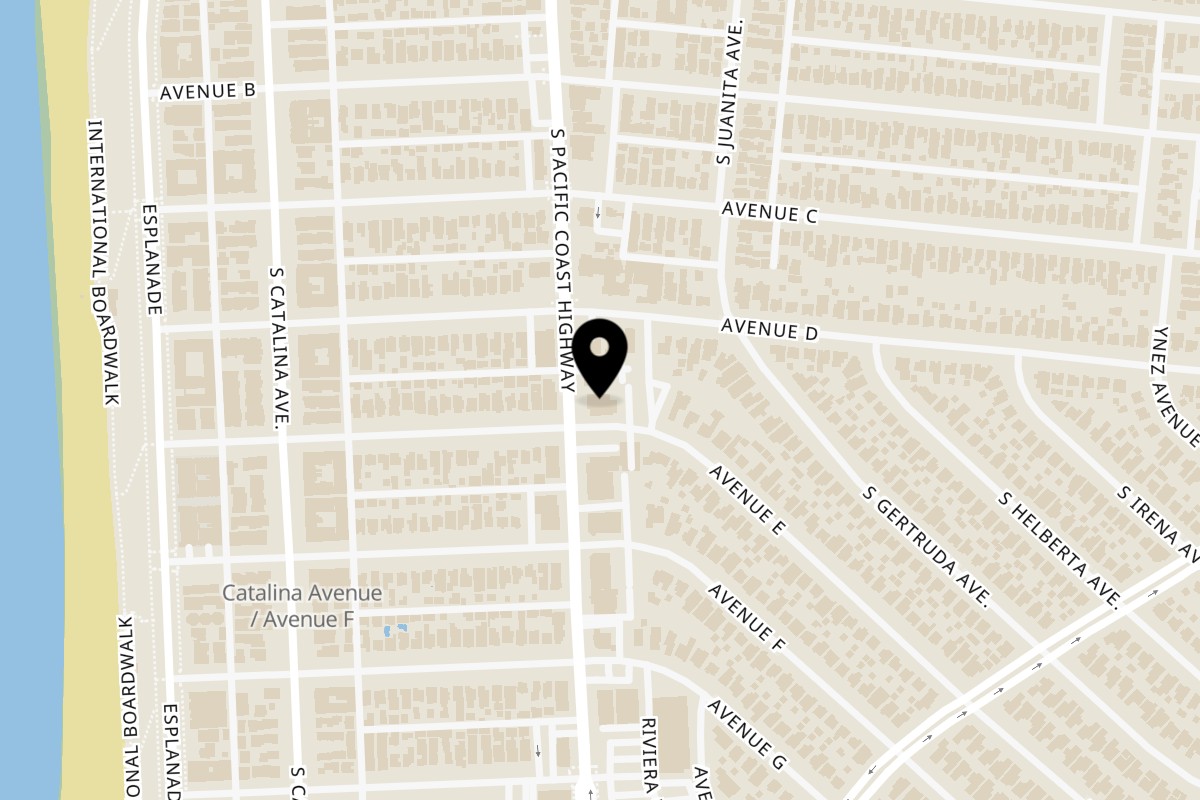 Map showing the location of IShabu Shabu on 1212 S Pacific Coast Hwy #200 in Redondo Beach
